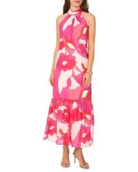 Halogen® - Floral Print Ruffle Hem Sleeveless Maxi Dress - Lyst