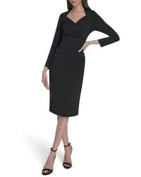 Calvin Klein - Stretch Crepe Midi Sheath Dress - Lyst