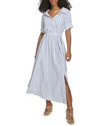 Calvin Klein - Stripe Gauze Shirtdress - Lyst