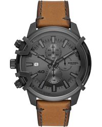 DIESEL - Griffed Chronograph Quartz Leather Strap Watch - Lyst