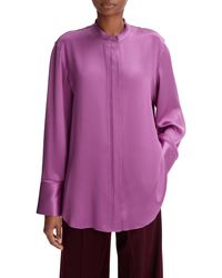 Vince - Raw Edge Silk Button-up Blouse - Lyst