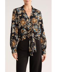 Karen Kane - Long Sleeve Tie Front Top - Lyst