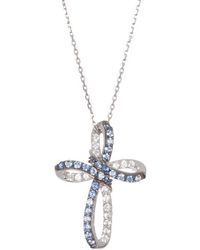 Suzy Levian - Sterling Sapphire & Diamond Cross Pendant Necklace - Lyst