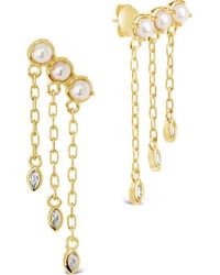 Sterling Forever - Rhiannon Cultured Pearl & Cubic Zirconia Drop Earrings - Lyst
