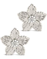 Sterling Forever - Ottilia Cz & Cultured Pearl Flower Stud Earrings - Lyst