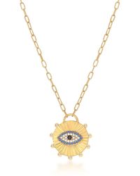 Gabi Rielle - 14k Gold Plated Sterling Silver & Cz Evil Eye Pendant Necklace - Lyst