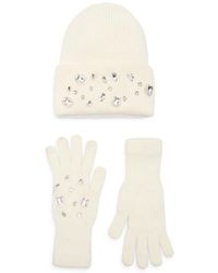 La Fiorentina - Rhinestone Beanie & Gloves Set - Lyst