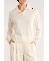 Bruno Magli - Half Button Placket Wool & Cashmere Blend Sweater - Lyst