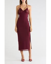 Madden Girl - Sequin And Beaded Halter Maxi Dress - Lyst