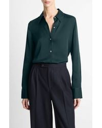 Vince - Slim Fit Silk Blend Button-Up Shirt - Lyst
