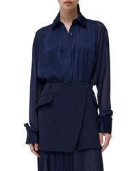 Jonathan Simkhai - Vinka Pleated Button-Up Shirt - Lyst