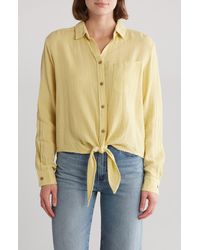 Beach Lunch Lounge - Long Sleeve Tie Hem Cotton Gauze Button-up Shirt - Lyst