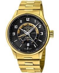 Gevril - Giromondo Black Dial Stainless Steel Bracelet Watch - Lyst