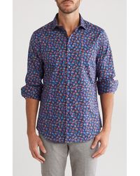 Bugatchi - Print Stretch Cotton Long Sleeve Button-up Shirt - Lyst