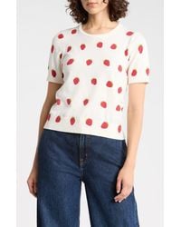 Cece - Strawberry Short Sleeve Cotton Sweater - Lyst
