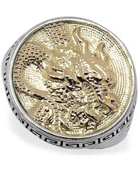 Samuel B. - 18K & Sterling Two-Tone Dragon Medallion Ring - Lyst