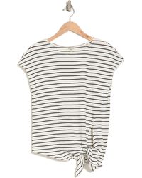 Max Studio - Stripe Crinkle Side Tie T-shirt - Lyst