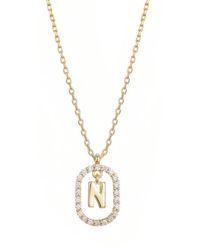 Adornia - Floating Letter Initial Cubic Zirconia Pendant Necklace - Lyst