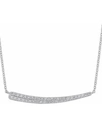 CARRIERE JEWELRY Sterling Silver Pave Diamond Curved Bar Pendant Necklace - Metallic