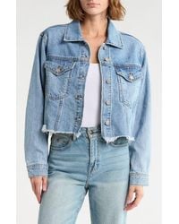 Current/Elliott - Fray Hem Crop Denim Trucker Jacket - Lyst