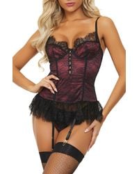 Seven 'til Midnight - Lace Skirted Basque & Thong Set - Lyst