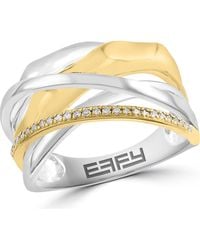 Effy - Two-Tone Diamond Crisscross Ring - Lyst