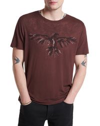 John Varvatos - Raven Embroidered Linen Blend Burnout T-shirt - Lyst