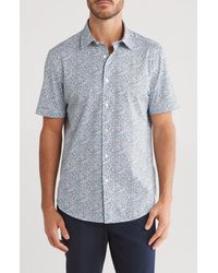 Bugatchi - Geo Print Ooohcotton® Short Sleeve Button-up Shirt - Lyst