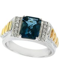 Effy - Two-tone Diamond & London Blue Topaz Ring - Lyst