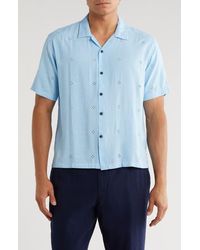 T.R. Premium - Boxy Fit Floral Eyelet Embroidered Camp Shirt - Lyst