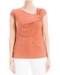 Max Studio - Textured Side Gather Top - Lyst
