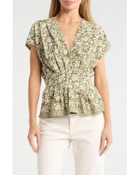 Max Studio - V-Neck Short Sleeve Pleated Top - Lyst