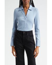 Veronica Beard - Scottie Mixed Media Stretch Pima Cotton Button-Up Shirt - Lyst