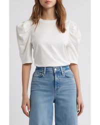 FRAME - The Drape Puff Sleeve Organic Cotton Top - Lyst