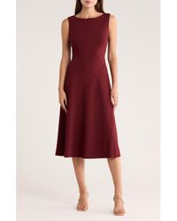Calvin Klein - Crepe Seam Midi A-Line Dress - Lyst