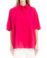 Max Studio - Oversize Linen Blend Button-up Shirt - Lyst