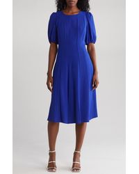 Connected Apparel - Puff Sleeve Midi Dress - Lyst