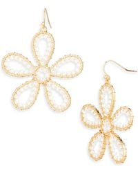 Cara - Beaded Flower Drop Earrings - Lyst