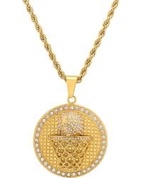 HMY Jewelry - Mens' 18k Gold Plate Stainless Steel Crystal Pavé Basketball Pendant Necklace - Lyst