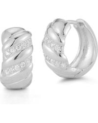Glaze Jewelry - Cubic Zirconia Twist Huggie Hoop Earrings - Lyst