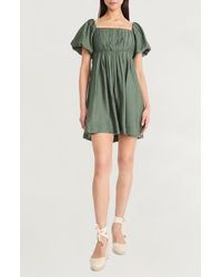 The Good Journey - Puff Sleeve Empire Waist Minidress - Lyst