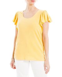 Max Studio - Flutter Sleeve Jersey Crinkle Top - Lyst
