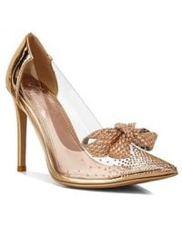 LONDON RAG - Erika Crystal Embellished Bow Clear & Metallic Pump - Lyst
