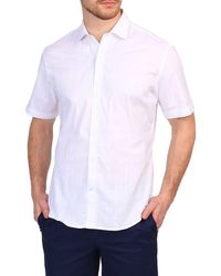 Tailorbyrd - Windowpane Stretch Cotton Short Sleeve Button-Down Shirt - Lyst