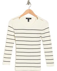 ELLEN TRACY Womens Petite Size Colorblock Ribbed Sweater 