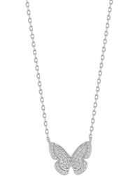 Glaze Jewelry - Pavé Cubic Zirconia Butterfly Pendant Necklace - Lyst