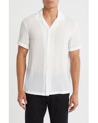 Denim and Flower - Textured Knit Short Sleeve Button-Up Shirt - Lyst