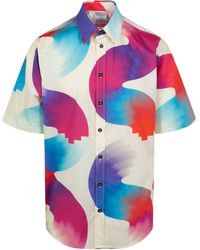 Marcelo Burlon - Cross Waves Short Sleeve Button-up Shirt - Lyst