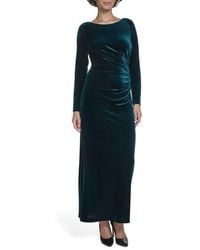 Calvin Klein - Long Sleeve Ruched Velvet Gown - Lyst
