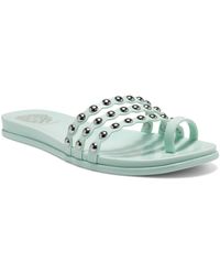 Vince Camuto Leather Dailette Studded Toe Loop Sandals in Black - Lyst